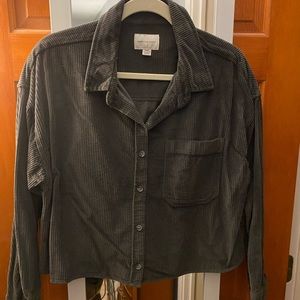 Grey corduroy top, size medium